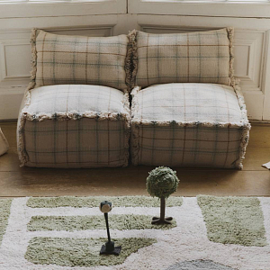 Подушка-пуф Лорена Каналс (Lorena Canals) "Этнос", серо-голубой, 45 х 45 х 45 см